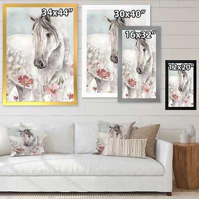 Toile « Watercolors Pink Wild Horses II »