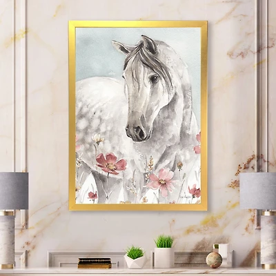 Watercolors Pink Wild Horses II  Wall Art