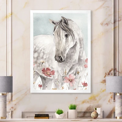 Watercolors Pink Wild Horses II  Wall Art