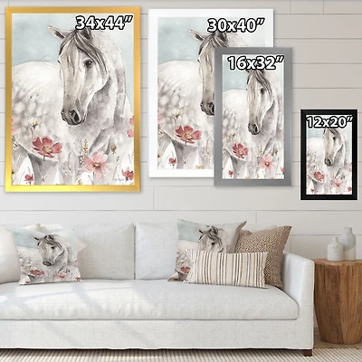 Toile « Watercolors Pink Wild Horses II »
