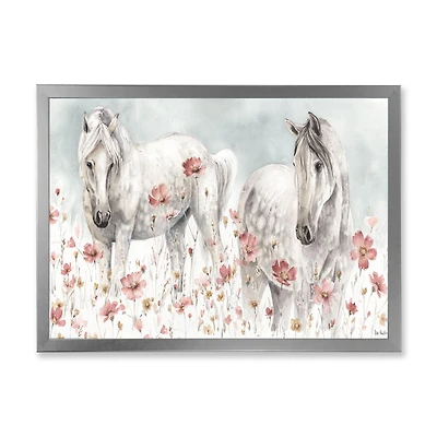 Watercolors Pink Wild Horses  Wall Art