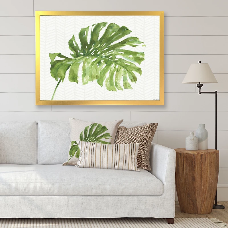 Mixed Botanical Green Leaves V Canvas Art