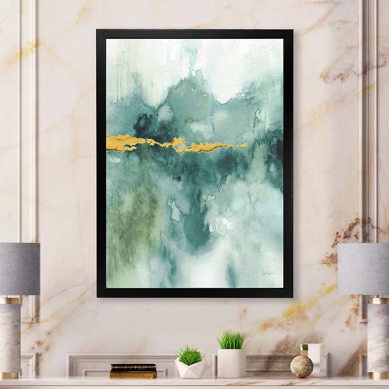 Blue Watercolor Impression with Gold  Wall Art