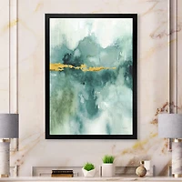 Blue Watercolor Impression with Gold  Wall Art