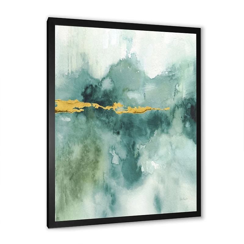 Blue Watercolor Impression with Gold Wall Art