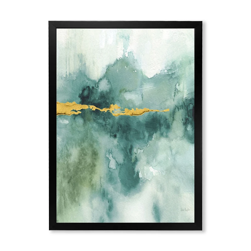 Blue Watercolor Impression with Gold  Wall Art