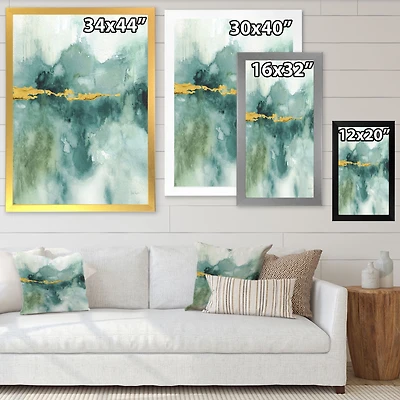 Blue Watercolor Impression with Gold  Wall Art