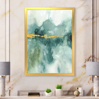 Blue Watercolor Impression with Gold  Wall Art