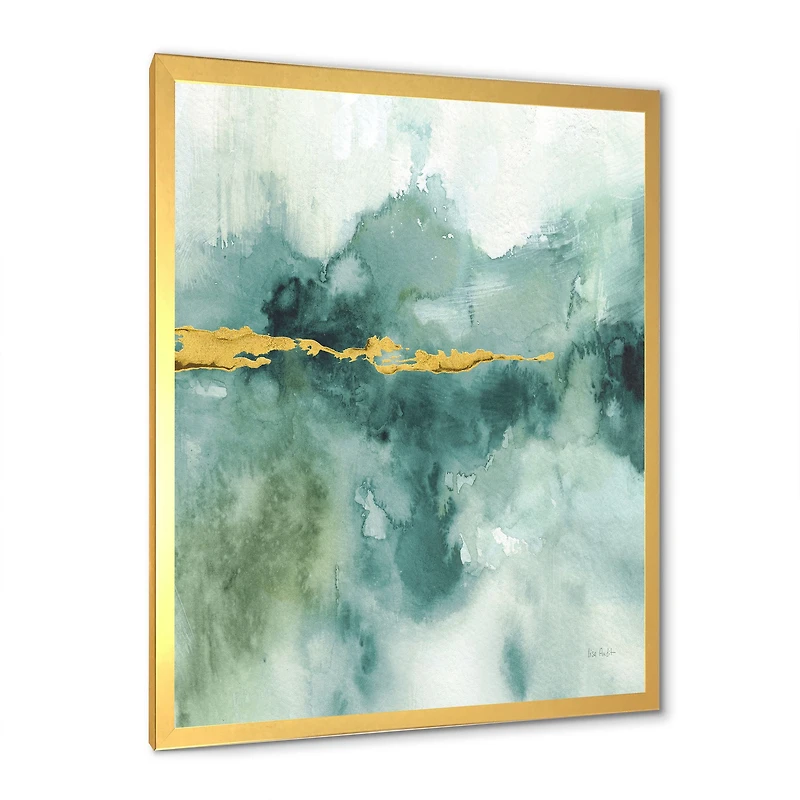 Blue Watercolor Impression with Gold  Wall Art