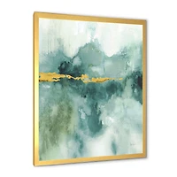 Blue Watercolor Impression with Gold  Wall Art