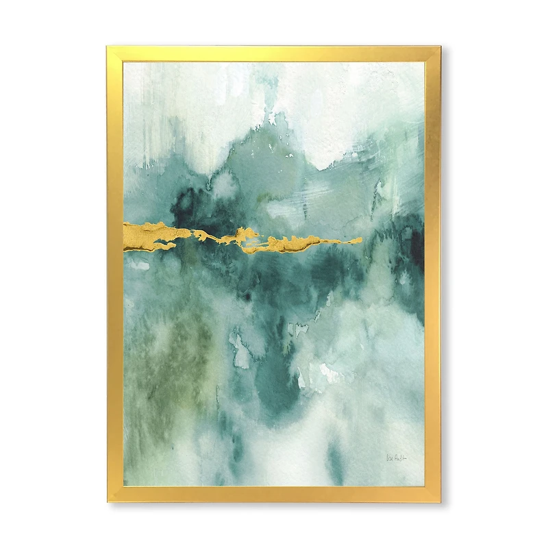 Blue Watercolor Impression with Gold  Wall Art