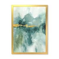 Blue Watercolor Impression with Gold  Wall Art