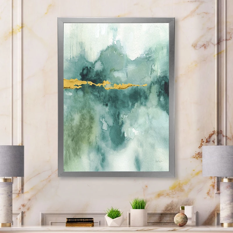 Blue Watercolor Impression with Gold  Wall Art