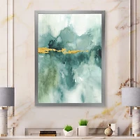 Blue Watercolor Impression with Gold  Wall Art