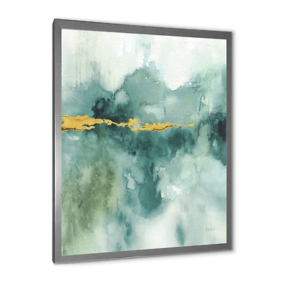 Blue Watercolor Impression with Gold  Wall Art