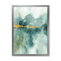 Blue Watercolor Impression with Gold  Wall Art