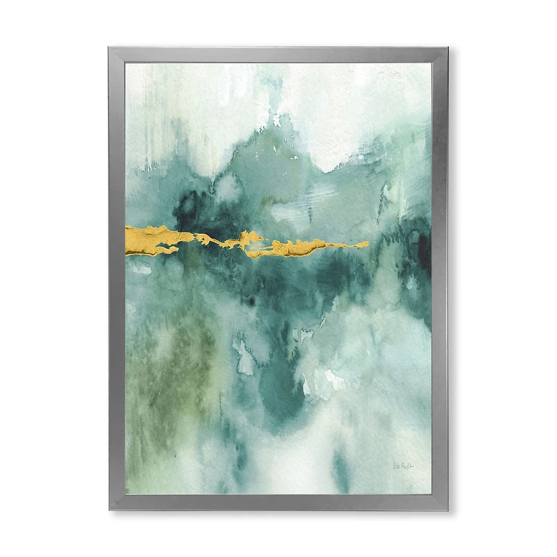 Blue Watercolor Impression with Gold  Wall Art