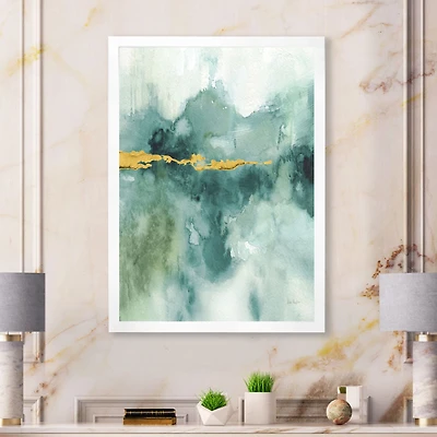 Blue Watercolor Impression with Gold  Wall Art