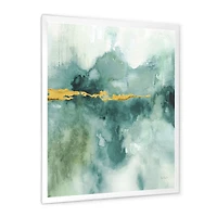 Blue Watercolor Impression with Gold  Wall Art