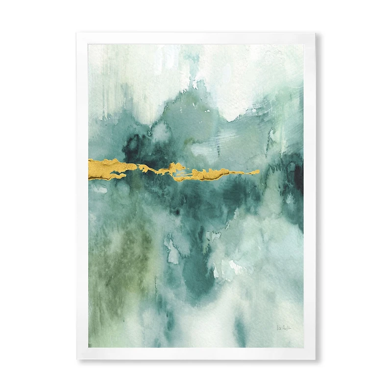 Blue Watercolor Impression with Gold  Wall Art