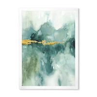 Blue Watercolor Impression with Gold  Wall Art