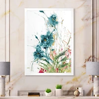 Wild Blue Abstract Farmhouse Flowers Wall Art