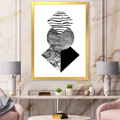 Tropical Palm Leaf with Abstract Geometry Shapes I Wall Art