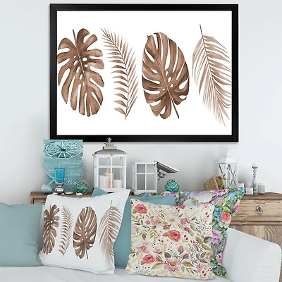 Tropical Monstera and Palm Leaf Terracotta  Wall Art