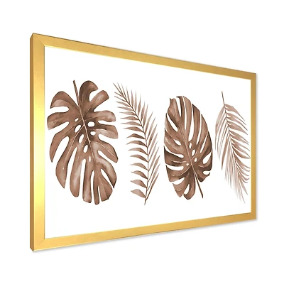 Tropical Monstera and Palm Leaf Terracotta  Wall Art
