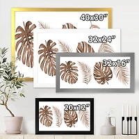 Tropical Monstera and Palm Leaf Terracotta  Wall Art
