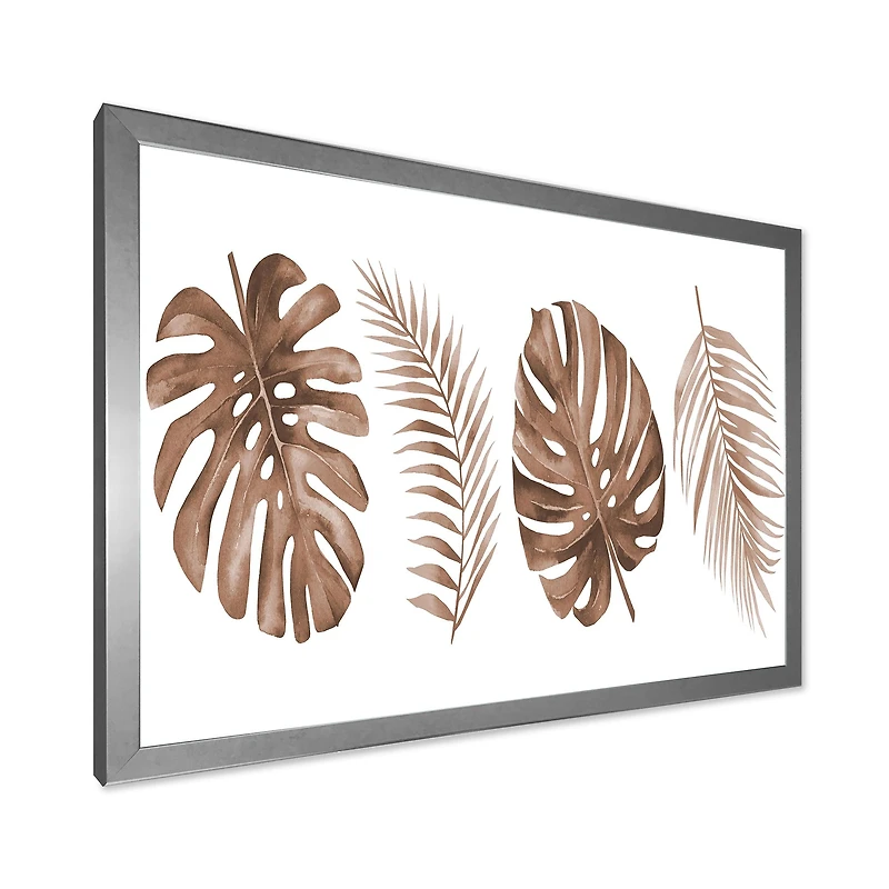 Tropical Monstera and Palm Leaf Terracotta  Wall Art