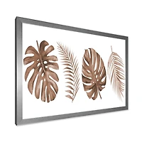 Tropical Monstera and Palm Leaf Terracotta  Wall Art