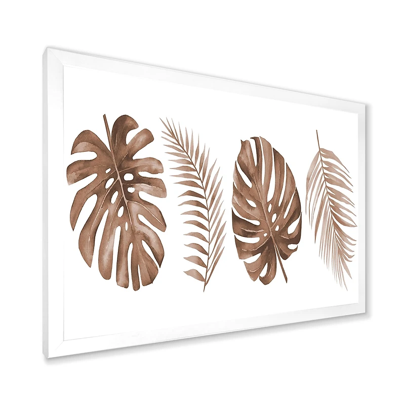 Tropical Monstera and Palm Leaf Terracotta  Wall Art