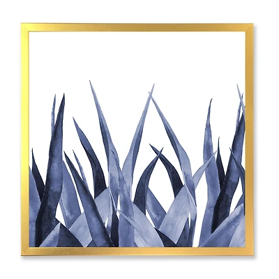 Navy Blue Agave Leaves  Wall Art