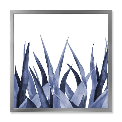 Navy Blue Agave Leaves  Wall Art