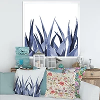 Navy Blue Agave Leaves  Wall Art