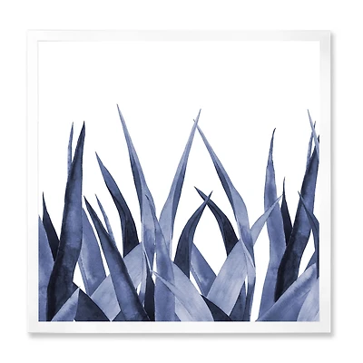 Navy Blue Agave Leaves  Wall Art