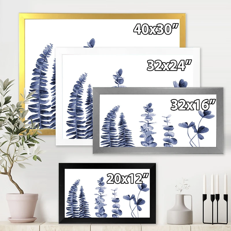 Navy Blue Eucalyptus I Wall Art