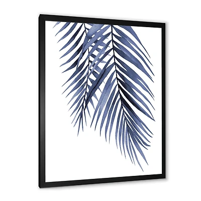 Blue Palm Leaves Abstract Tropical Branches  Wall Art