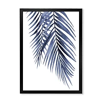 Blue Palm Leaves Abstract Tropical Branches  Wall Art