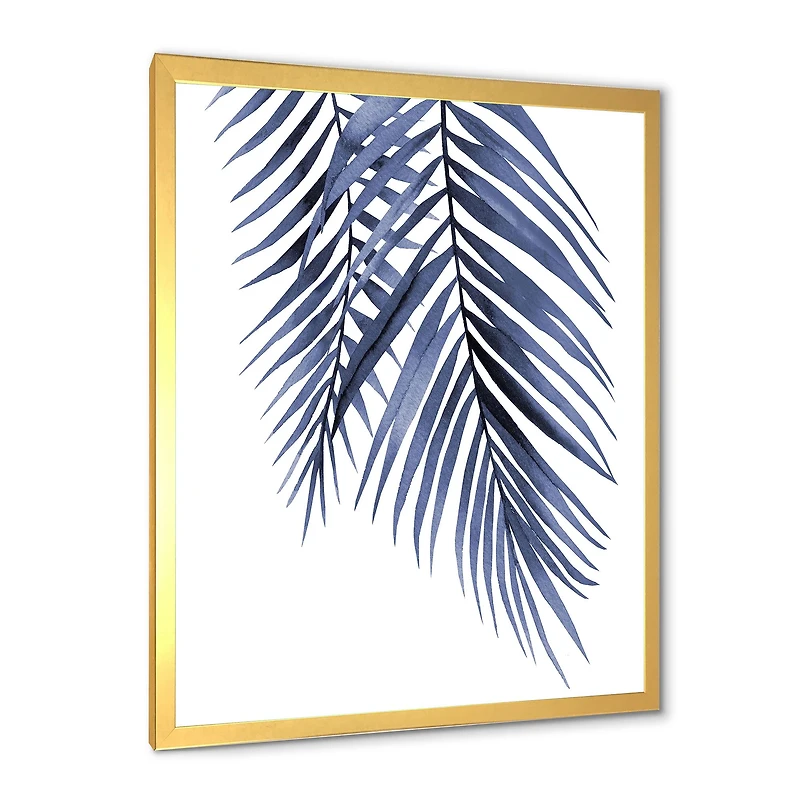 Blue Palm Leaves Abstract Tropical Branches  Wall Art