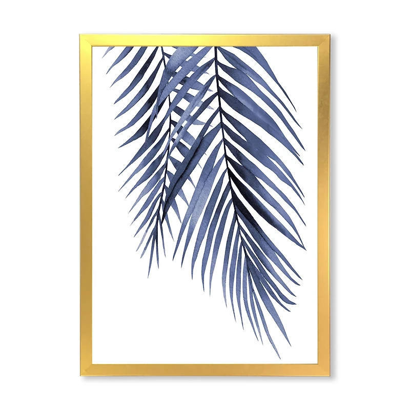 Blue Palm Leaves Abstract Tropical Branches  Wall Art