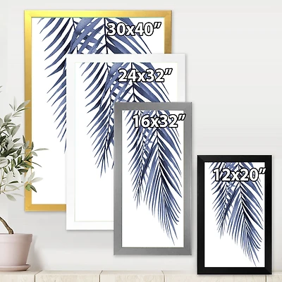 Toile « Blue Palm Leaves Abstract Tropical Branches »
