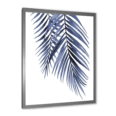 Blue Palm Leaves Abstract Tropical Branches  Wall Art
