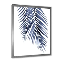 Blue Palm Leaves Abstract Tropical Branches  Wall Art