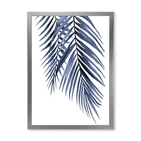 Blue Palm Leaves Abstract Tropical Branches  Wall Art