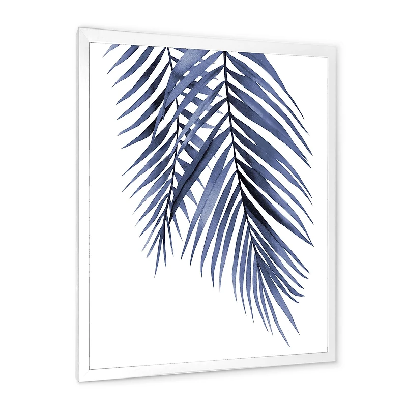 Blue Palm Leaves Abstract Tropical Branches  Wall Art