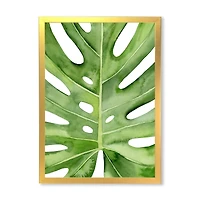 Green Monstera Leaf Tropical Palm Botanical Detail  Wall Art