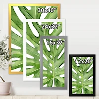 Green Monstera Leaf Tropical Palm Botanical Detail  Wall Art
