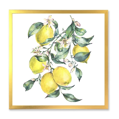 Branch of Yellow Lemons and Leaves I Wall Art